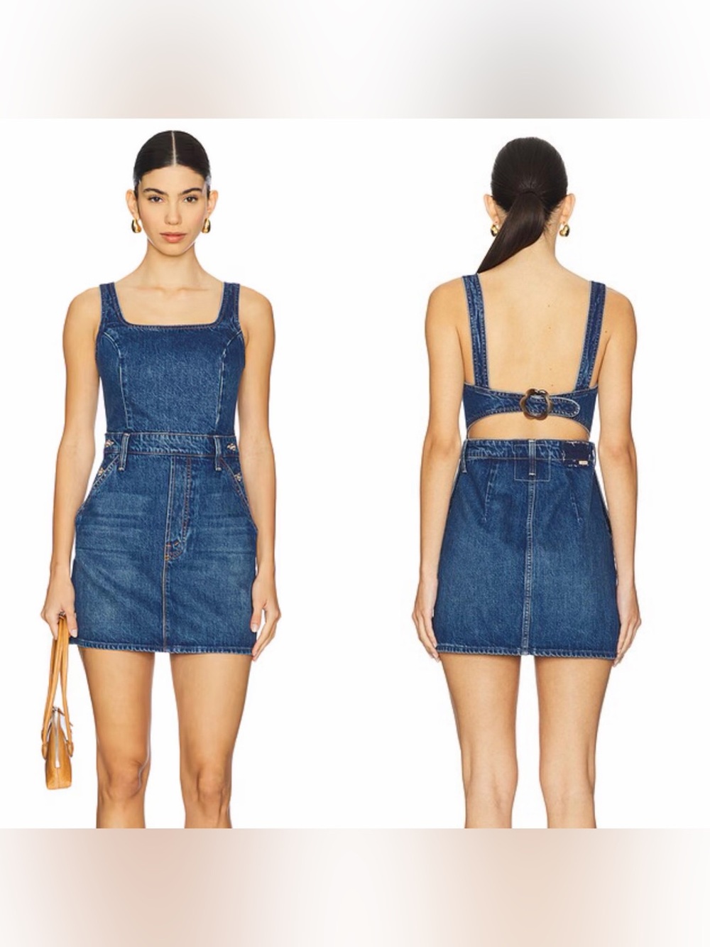 Mother Superior The Over It in Green Thumb Denim Dress